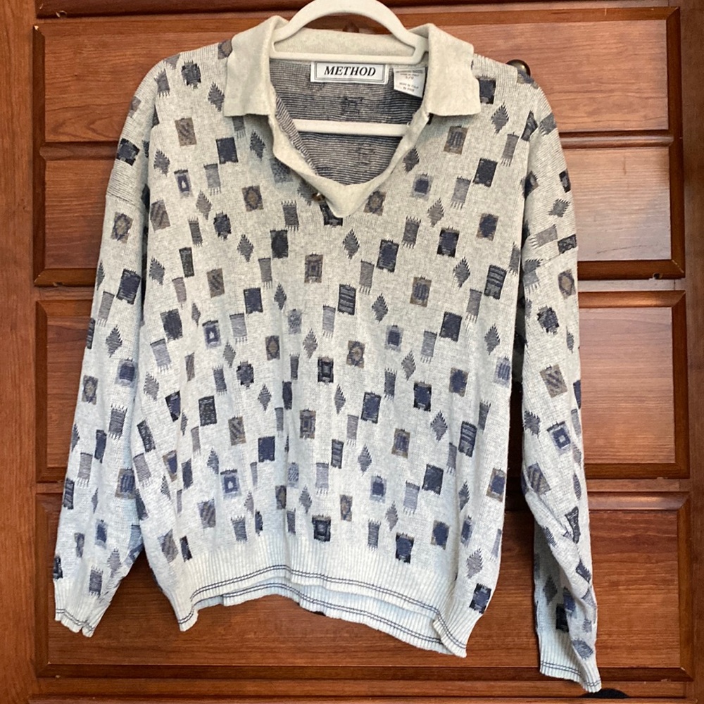 Vintage sweater by Method (made in Italy) with distressed collar detail